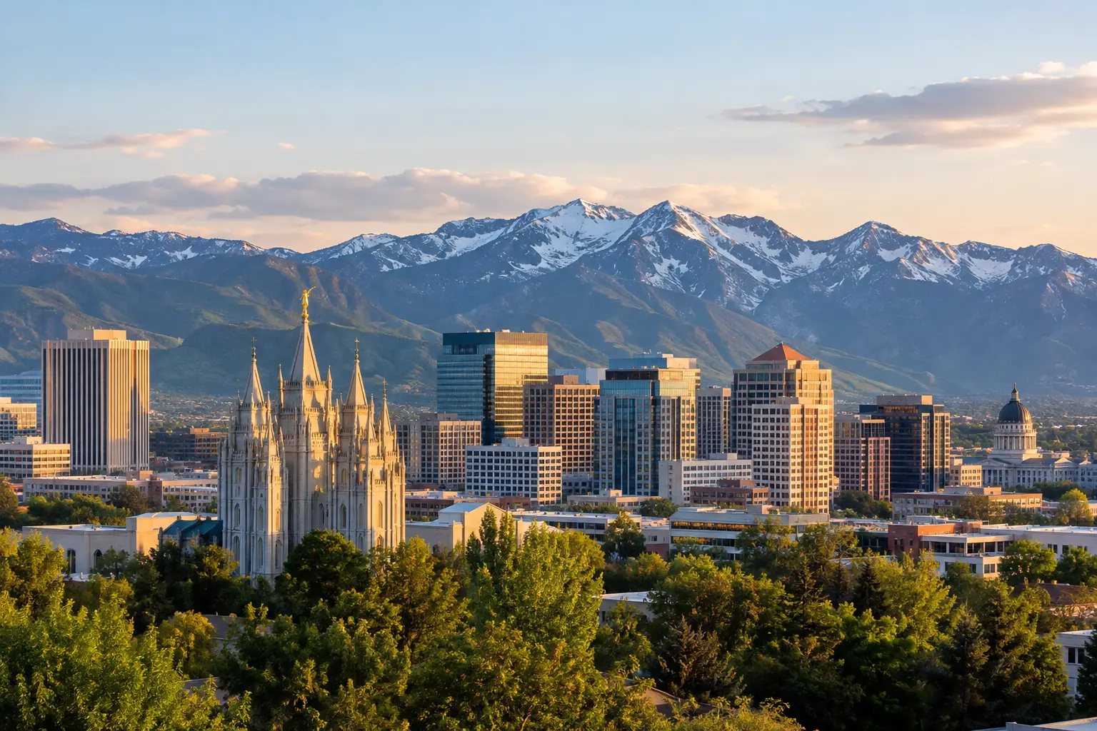Salt Lake City Skyline at Golden Hour