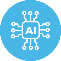 AI chip icon in a sky-blue circle